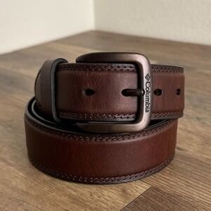 Vintage Columbia Leather Belt Size 38 Mens Brown Rugged Casual